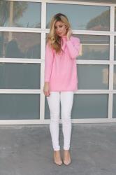 pink turtleneck