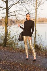 Goldene Lederhose – echtes Leder als metallic Lookbook