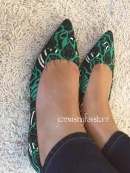 J. Crew Harper Printed Flats--Festive Green