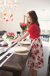 5 TIPS FOR THROWING A VALENTINE'S DAY PARTY + A FLORAL MIDI SKIRT TUTORIAL