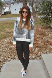 Eyelash Sweater + Flatforms.