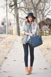 Faux Fur + Chambray