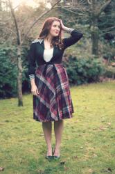 Vintage Plaid Skirt and Striped Bolero