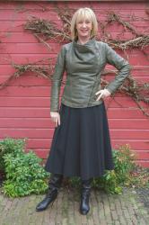 A leather jacket with skirts