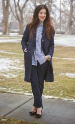 J.Crew Pinstripe Topcoat & Play Comme des Garcons