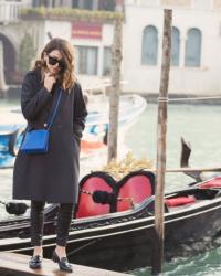 CELINE TRIO BAG & BLACK OVERSIZE COAT – VENICE