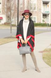 Lookbook : Colorblock Cape & Stuart Weitzman Lowland OTK Boots