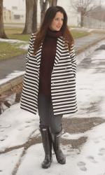 Velvet Turtleneck Sweater, Hunter Boots & ASOS Stripes