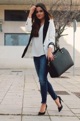 black & white blazer