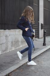 Navy belted coat