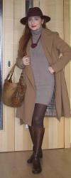 Camel Coat and Burgundy Hat