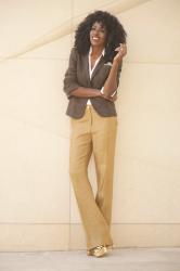 Elbow Patch Blazer + Button-Up Shirt + Textured Trousers