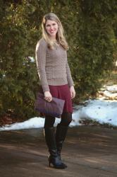 Burgundy Skirt and Sweater