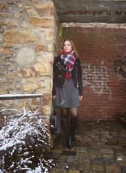 Me-Made-Mittwoch 28. Januar 2015 - Wenn Strick auf Karo und Leder trifft... Me-Made-Outfit January 28, 2015 - When knit meets plaid and leather...