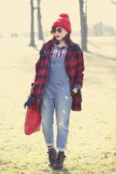 Winter Wear: Houndstooth Coat and Overalls