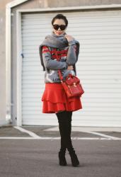 Red: Sweater Scarf & Over-the-knee Boots