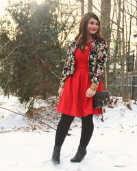 Little Red Dress & Florals for Valentine's Day