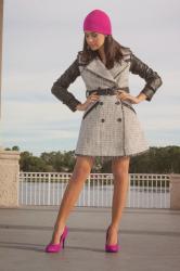 Tweed & Leather Trench Coat