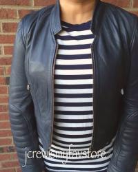 J. Crew Collection Standing-Collar Leather Jacket 