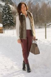 WINTER LAYER LOOK IN FAUX FUR AND LEATHER
