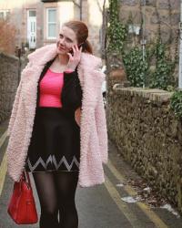 Pink fur coat