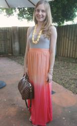 Summer Maxi Skirt Outfits. Ombre, Print Mixing Stripes and Floral