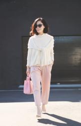 Easy Pairing: Cream Sweater and Cropped Wide-Leg Pants