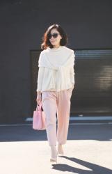 Easy Pairing: Cream Sweater and Cropped Wide-Leg Pants