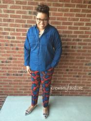 J. Crew Indigo Gauze Shirt and Firework Floral Pant 