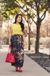 Floral Maxi + Red Bow Pumps