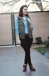 Style: chambray, jeans and a vest