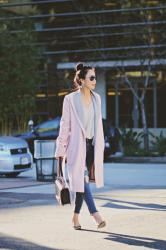 Pink Coat and Ripped Jeans