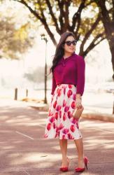 Tulip Midi Skirt + Shades of Red