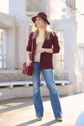 Flared jeans & Marsala