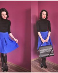 A blue skirt and a new bag