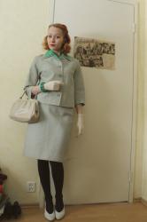 Green waffle cloth suit from the 60s