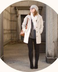 dotty, a fair-weather coat, and cool pants
