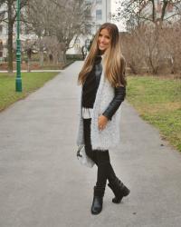 LIGHT GREY fake fur vest 