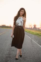 Stylish Black Midi Skirt Outfit for Petite Gals