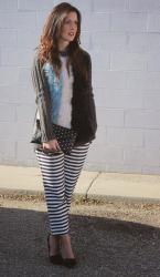 J.Crew Shearling Fur Stripe Sweater