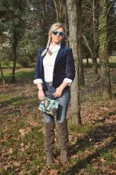 OUTFIT: WHITE SHIRT, SKINNY JEANS AND BLUE VELVET BLAZER