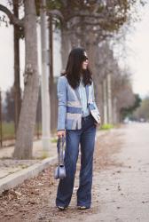 Denim Set: Denim Blazer and Wide Leg Jeans