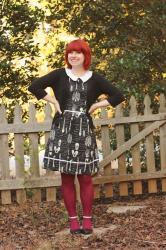 Flock Together Outfit: Girly Skeleton Print Dress