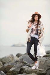 SAIL AWAY: BROWN OVERCOAT & GREY RIPPED JEANS