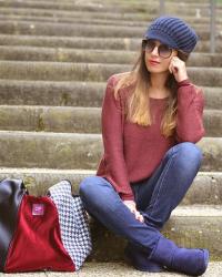 Bordeaux e blu: il mio outfit 