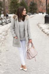Casual Look | White, Grey & Blush Pink