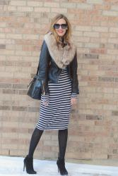 Striped Dress + Leather Jacket (See Jane Wear)