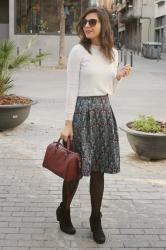 Printed midi skirt