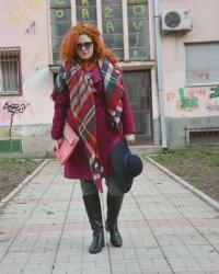 Burgundy + plaid scarf