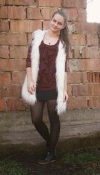 Burgundy with fur vest 